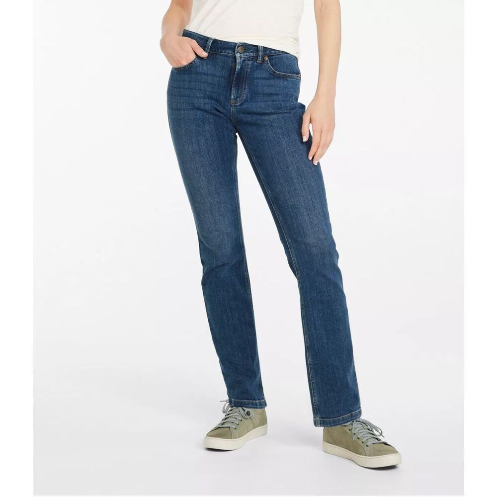 L.L Bean Women's BeanFlex Mid-Rise Straight-Leg Favorite Fit Jeans Size 10P